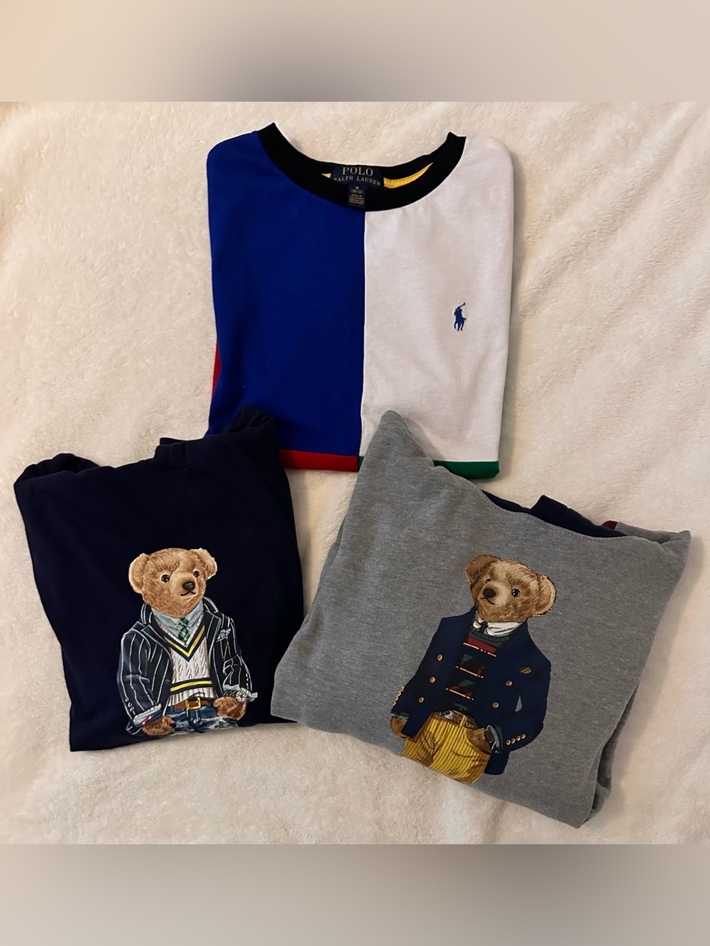 Polo by Ralph Lauren Kids Colorblock Tee with Pony Logo - Blue & White Bundle